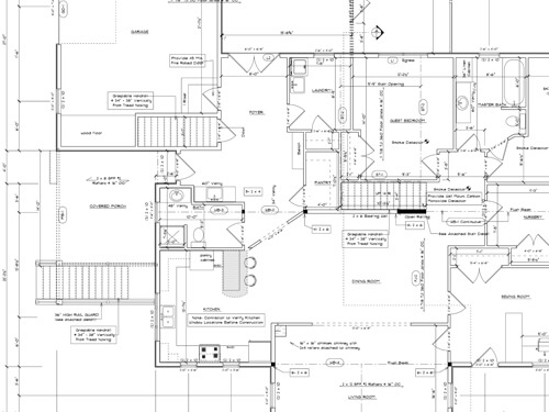 detailed illustration of main floor plan for custom home