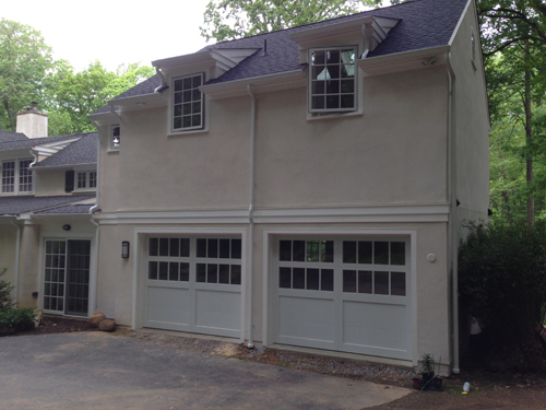 large tan attached garage