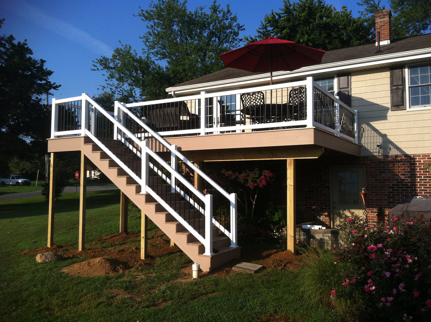 attached azek deck with staircase