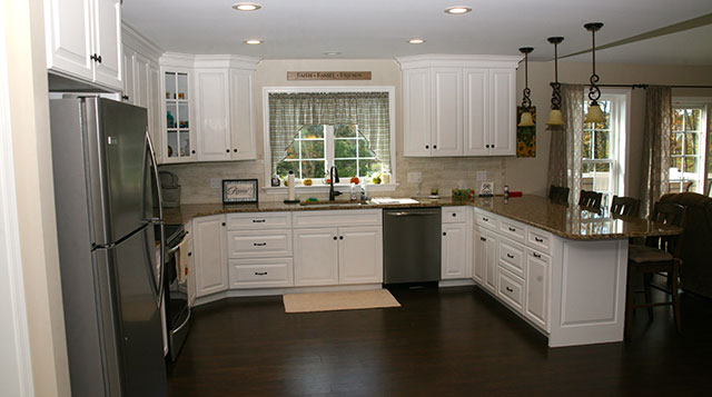 new kitchen with white cabinetry and hardwood floors