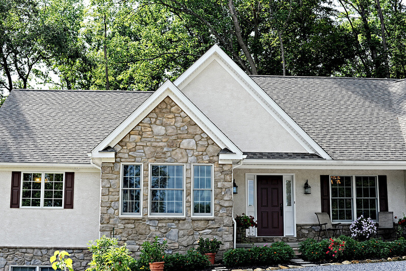 custom stone one story  home in thorndale pa